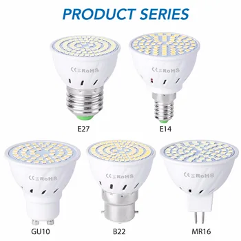 5PCS GU10 LED 220V Light Spot MR16 LED Žarnica E27 LED Žarnica 240V SMD 2835 E14 scenografija B22 Lestenec, 4W 6W 8W GU5.3 Led-Lučka