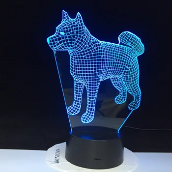 Siberian Husky Pes Noč Svetlobe LED 3D Iluzije 7 Barva Spreminja, Soba Dekorativne Svetilke Otrok Otrok Baby Kit Namizno Svetilko ob Postelji 1910