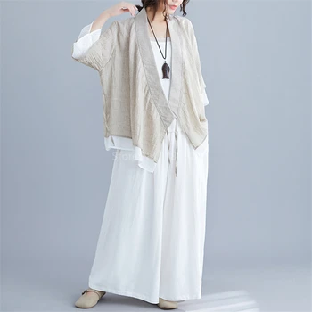 Tradicionalna Kitajska Ženske Bluze Perilo Vrhovi Joga Set Hlače Retro Kimono Jopico Plašč Tai Chi Enotno Dihanje Priložnostne Hanfu