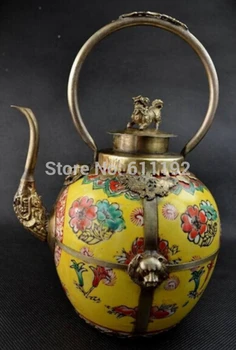Doma Dekoracijo Tibera srebro Keramični čajnik,Kitajci, antični big Cloisonne lev flagon