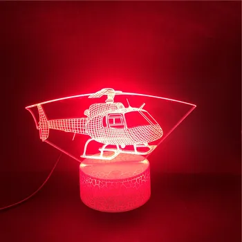 Helikopter je Edinstven Model za Letenje 3D Lučka za Bluetooth Zvočnik Znanja Nagrada za Otroka Touch Senzor Usb Led Nočna Lučka Lučka