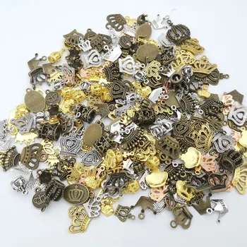 Vroče prodajo kovinskih Krono mešani čar obesek antično bronasto zapestnico, ogrlico, ročno izdelan nakit, izdelava debelo DIY dodatki