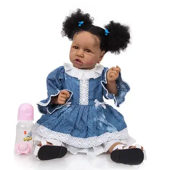 Polni silikona KEIUMI 57 CM Mehke Silikonske Prerojeni Lutke Otroka 2020 Moda Malčka Boneca Tan Koža Kopel Lutka Igrače Otroci Zajčica
