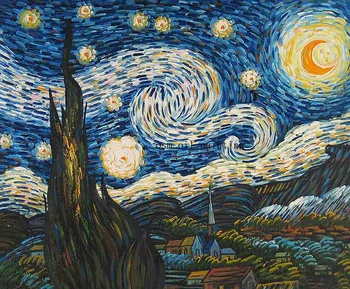 Ročno poslikano Visoke Kakovosti Zvezdnato Noč Krajine Oljna slika na Platnu Lepa Van Gogh Krajine Oljno sliko za Stenski Dekor