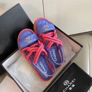 Chare francoski izvirnik 100logo nove copate ženske sandale tiskanje, gume dnu non slip notranji usnje luksuzni števec pakiranje