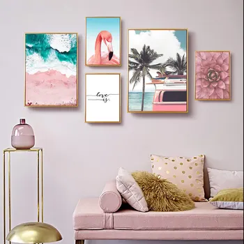 Nordijska Platno, Tisk Stensko Slikarstvo Flamingo Plakat Ljubezen Ponudbo Platno Kaktus Slikarstvo Seascape Plakati in Tiskanje brez okvirja