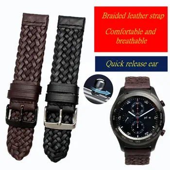 22 mm 24 mm Pravega Usnja Watch Band Trakov Black Brown Pletenic S Strani Visoko Kakovost Watchband