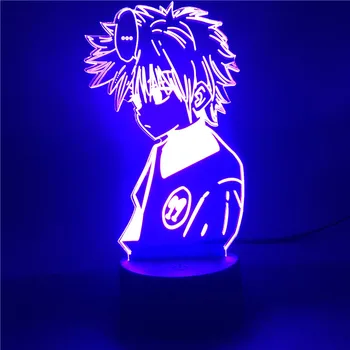 Anime Hunter X Hunter 3d Led Nočna Lučka za Otroke Killua Zoldyck Slika LED Nočna Usb Tabela Dekorativne Svetilke Doma Darilo