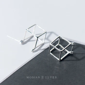 Modian Nove oblike Geometrijski 3D Kvadratne Kocke Stud Uhani za Ženske Verodostojno 925 Sterling Srebro Stilsko Minimalism Nakit Darilo
