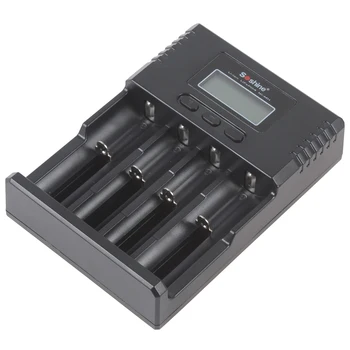 Soshine 4-Slot, digitalni LCD Inteligentni Polnilec za Li-ionske baterije za polnjenje Ni-Mh LiFePO4 18650 14500 AA AAA Baterije +EU/NAS Tok + Avto Polnilec