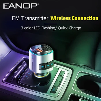 EANOP BC41 Avto FM Oddajnik Aux Modulator Prostoročno uporabo v vozilu Brezžične Kompleti za Avto Avdio MP3 Predvajalnik s hitrim polnjenjem TF Card slot