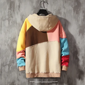 Moški Ženska Mozaik Priložnostne Mens Sweatshirts 2019 Jeseni, Pozimi Korejski Oblačila Moški Zgostitev Toplo Ulične Hoodies