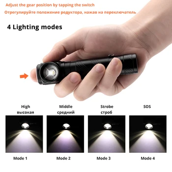 Polnilna Multi-funkcijo LED Bliskavico Vgrajeno baterijo, USB polnjenje Z magnetom Za nočno jahanje nočni ribolov, kampiranje
