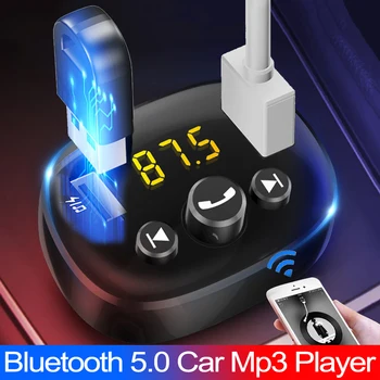 JINSERTA Car Mp3 Player za Prostoročno uporabo Bluetooth 5.0 Oddajnik FM 3.1 Dvojni Polnilnik USB Podpora U Disk v Predvajalnik Glasbe