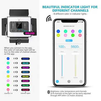 Neewer 528 LED Video Luč, Zatemniti Dvo-Barvne Fotografije Razsvetljave, Komplet z APP Inteligentni Nadzorni Sistem za Studio YouTube