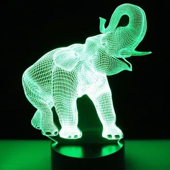3D LED Nočna Lučka Vesel Ples Slon s 7 Barv Svetlobe za Dom Dekoracija Žarnice Neverjetno Vizualizacija Optične Iluzije