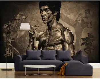Velikosti po meri 3d fotografije za ozadje po meri foto zidana dnevna soba retro Bruce Lee 3d sliko kavč, TV ozadje ozadje za steno 3d