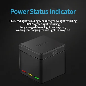 TELESIN 3 Pack Baterije + 3 Reže Baterije, Shranjevanje Smart Polnilec TF Kartice Škatla za Shranjevanje za DJI Osmo delovanje Fotoaparata Dodatki