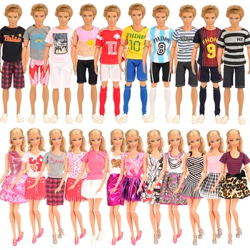 Moda Ročno 21 Postavke/set Lutka Izdelek =Random Igrače 6 Ken obleke 4 Čevlje + 6 Lutka Čevlji 5 Obleko Za Barbie Igre DIY Prisoten