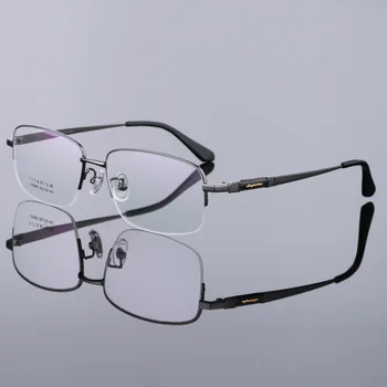 58-17-145 moška Očala Čistega Titana Očala Velik Okvir Kratkovidnost Očala Kovinski Pol Okvir Očal na Recept Očala