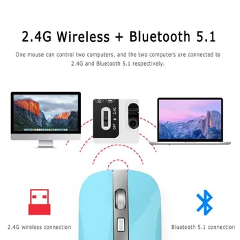 2020 Nove 2,4 G Wireless +Bluetooth 5.1 Dvojni Način Miške za Polnjenje Ultra Tanek Ergonomska Optične Miške Za Prenosni RAČUNALNIK