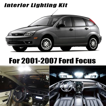 11Pcs Ultra Svetla LED Avto Žarnice Notranjost Paket Komplet Za 2001-2007 Ford Focus Canbus Zemljevid Dome Trunk registrske Tablice lučka