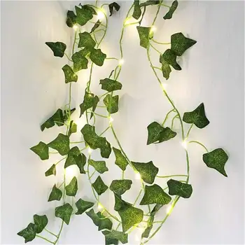 2M Umetne Rastline Niz Led Luči Creeper Zelenih Listov Bršljana, Trta Za Dom Poroko Dekor Lučka DIY Visi Vrt, Dvorišče za Razsvetljavo