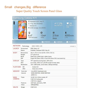 10Pcs/veliko Za Samsung Galaxy A11, Zaslon na Dotik, Sprednji Steklena Plošča LCD Zunanji Zaslon Objektiv A11 A115 SM-A115F/DSN 2020 sprednjega Stekla