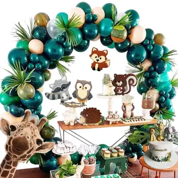 158pcs džungle poletni zabavi temo dekoracijo zelena latex Balon garlan verige gozdnih živali temo stranka otrok, rojstni dan