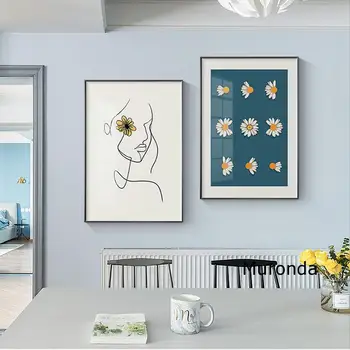 Sodobno Abstraktno Wall Art Oljna slika Na Platnu Slike za Dom Design Dekle Soba Dekoracijo Daisy Plakat brez okvirjev