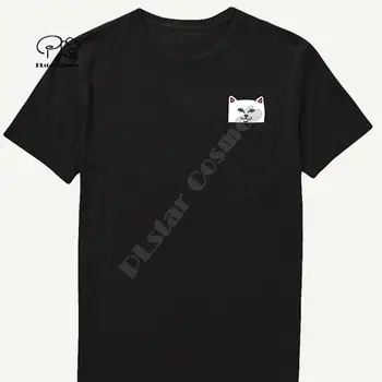 Moška Majica s kratkimi rokavi Modne blagovne Znamke v Novo žep mačka Risanka print majica s kratkimi rokavi moški za ženske srajce Hip hop vrhovi smešno Harajuku tees Slog-2