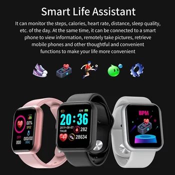 Novo Y68 Smart Fitnes Zapestnica Krvnega Tlaka, Srčnega utripa, števec korakov Kardio Zapestnica Moški Ženske Pametno Gledati za IOS Android