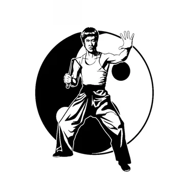 Tai Chi Bruce Lee Igralec Nalepke Visoke Kakovosti Avto Dekoracijo Nalepko Osebno Nepremočljiva Pvc Nalepke Črna/bela, 15 cm*18 cm