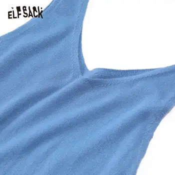 ELFSACK Črna Trdna Minimalističen Priložnostne Cami Obleka Ženske 2020 Zelena Čisto Letnik brez Rokavov Modra Seksi Dame Dnevno Dolge Obleke