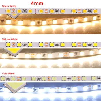 5M 12V LED Trak Svetlobe 2835 4 mm Širina Super Svetla 120LEDs/m 600 Pixel Upogljiv LED Trak Niz Luči Naravno Bela/Topla Bela