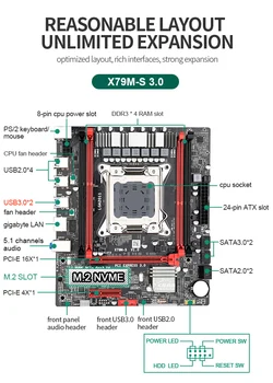 JINGSHA X79 m-e 3.0 chipset matične plošče, set Xeon E5 2630 LGA 2011 SATA3.0 USB3.0 M-ATX M. 2 SSD