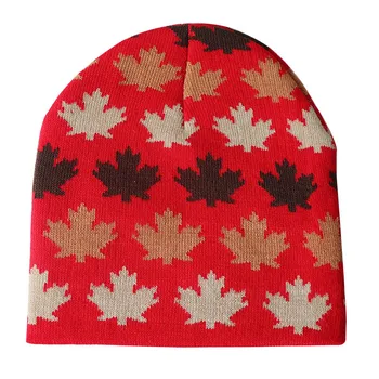 Haimeikang Jeseni, Pozimi Klobuk Moški Ženske Kanada Maple Leaf Pletene Beanie Bombaž Skullie Klobuk, Šal Preslice Skp