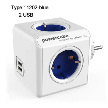 PowerCube Moč Trakovi USB-Vtičnico EU Plug Multi Smart Plug Razširitev EU Električne 16A 4 Vtičnice 2.1 Doma Polnjenja Siva