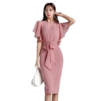 Ženske obleke Šifon Obleke Ženska korejski Urad Dama Bodycon Obleko Plus Velikost Poletje Elegantna Ženska Očesa Obleke, Ženske Vestidos XL