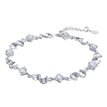 Trgovini 925 sterling silver fashion sijoče kristalni cvet ženske zapestnica nakit ne zbledi ženske, darilo za rojstni dan padec ladijskega prometa