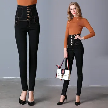 6XL Plus Velikost Elastična Visoko Pasu Skinny Jeans Ženska Oblačila Stretch Seksi Dame Jeans Za Ženske Velikosti Ulične Hlače