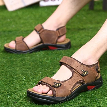 2020 moški sandali poletni čevlji pravega usnja sandali plaži čevlji moški kravjega usnja sandali dobre kakovosti plus velikost 38-48