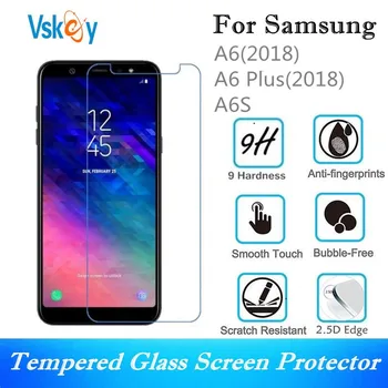 VSKEY 10PCS 2.5 D Kaljeno Steklo Za Samsung Galaxy A6 Plus 2018 A6S A6+ Zaščitnik Zaslon Anti Scratch Telefon Zaščitno folijo