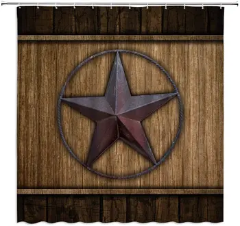 Zahodnem Teksasu Star Tuš Zavese 3D Letnik Kmečko Lesa Kopel Zavese Skedenj Kmetija Zavese Za Kopalnico Dekor Nepremočljiva