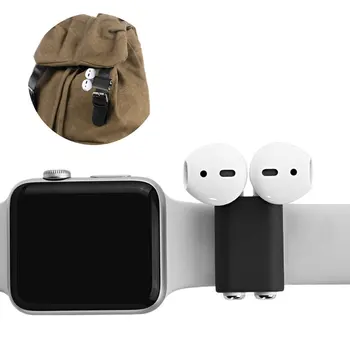 Za AirPods Imetnika, Spessn Prenosni Uresničevanje Anti-izgubil Za Apple Airpods Watch Pasu Trak Udarce Odporen Silikonski Nosilec -Črn