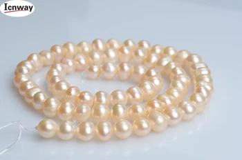 Naravne 2 pramenov krog Sladkovodnih Pearl bela roza sivke 5-6 mm 15inch DIY ogrlico, zapestnico, uhane ping na Debelo