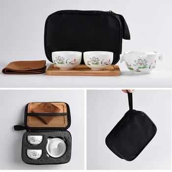 Keramični čajniki gaiwan teacups kitajski teaware prenosni potovanja čaj določa s potovalna torba Brezplačna dostava