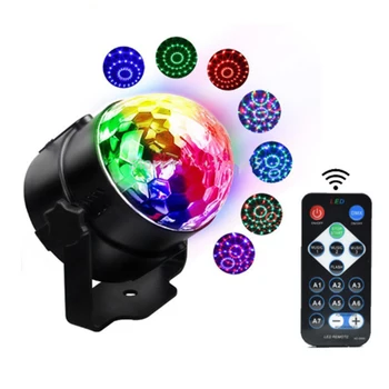 MAG3 Zvok Vključen Stranka Svetlobe z Daljinskim upravljalnikom RGB LED Rotating Disco Krogla Strobe Stopnji Svetlobe DJ Razsvetljava za Sobi Doma
