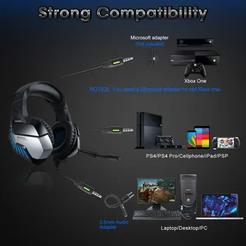 ONIKUMA čelade PS4 Slušalke PC Gamer Stereo Bas Gaming Slušalke z Mikrofonom, LED Luči za Xbox En/Laptop Tabela