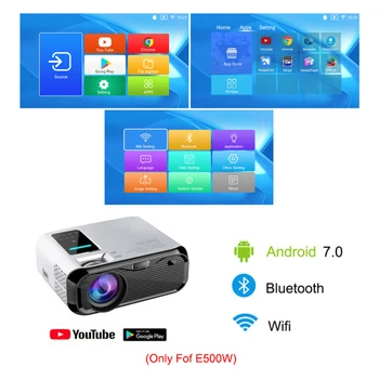 Everycom E500 Mini Projektor LED 720P LCD Android Wifi Možnost Prenosni Projektor Podpira 1080P Domači Kino Kino HDMI je združljiv
